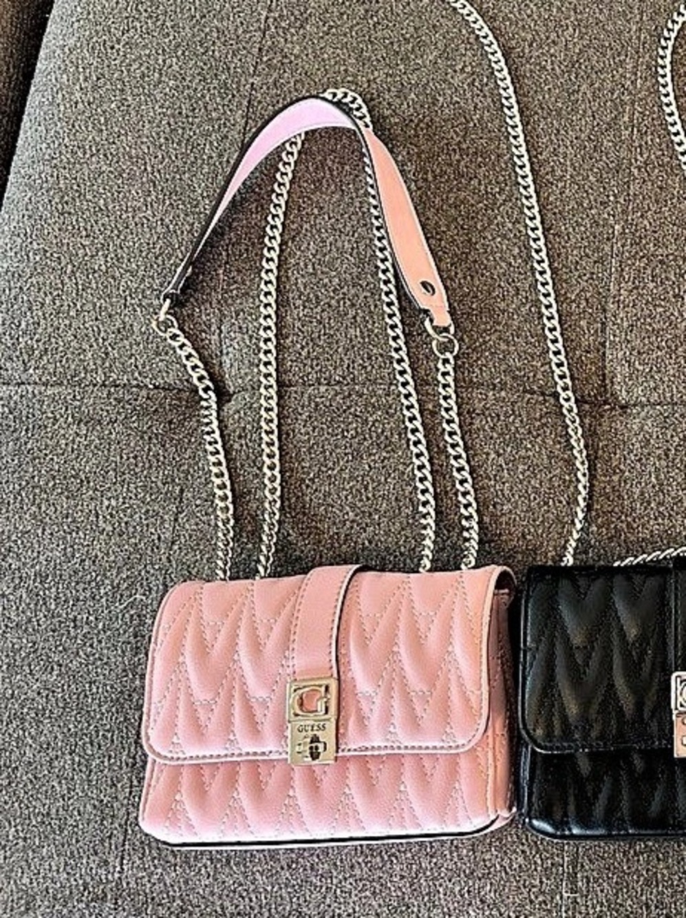 GUESS Cheryl Chevron Quilted Crossbody Bag Pink only